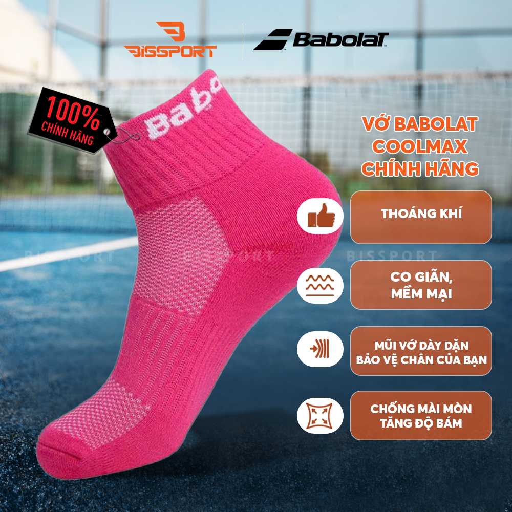 Vớ Thể Thao Pickleball / Tennis Babolat Chính Hãng - Co Giản - Êm Ái - Thoáng Khí - Bền Bỉ - Chống Trượt - Nhẹ